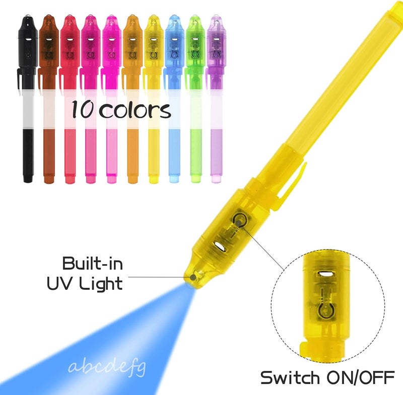 EODVICS Invisible Ink Pens with UV Light for Kids, 30Pcs Magic Spy Pen for Secret Message, Birthday Party, New Year Eve Party, Halloween, Valentine's Day, and Kids Christmas Goodies Bags Toy - Image 2